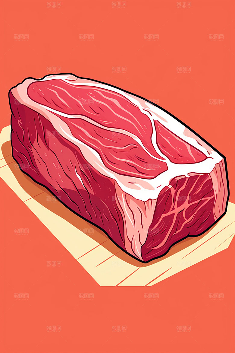 新鲜肉类美食插画写实风矢量素材