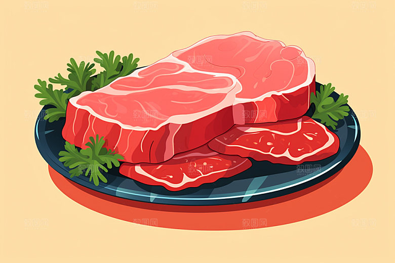 新鲜肉类牛排食品生鲜矢量素材
