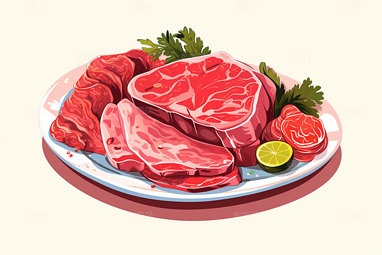 新鲜肉类食品生鲜牛排矢量素材