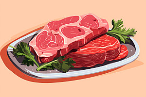 新鲜肉类食品生鲜牛排矢量素材