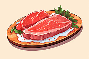 新鲜肉类牛排食品生鲜矢量素材