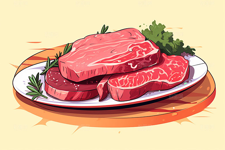 新鲜肉类烤鸡牛排矢量素材