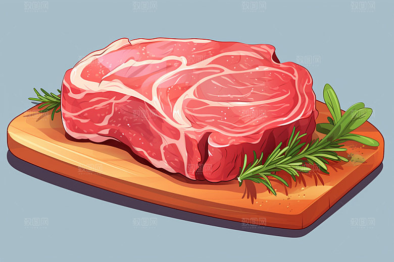新鲜肉类写实风牛排矢量素材