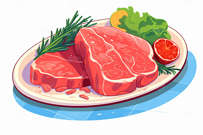 新鲜肉类写实风牛排矢量素材