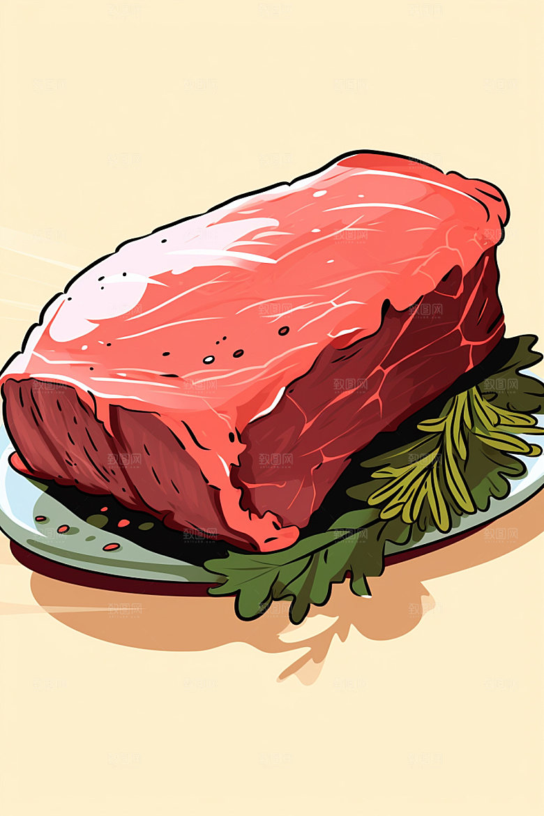 新鲜肉类烤鸡牛排矢量素材