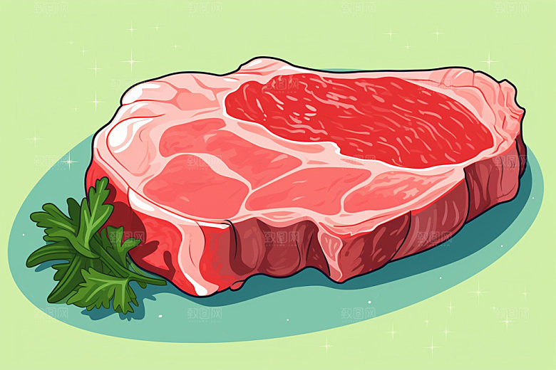 新鲜肉类食品生鲜美食插画矢量素材