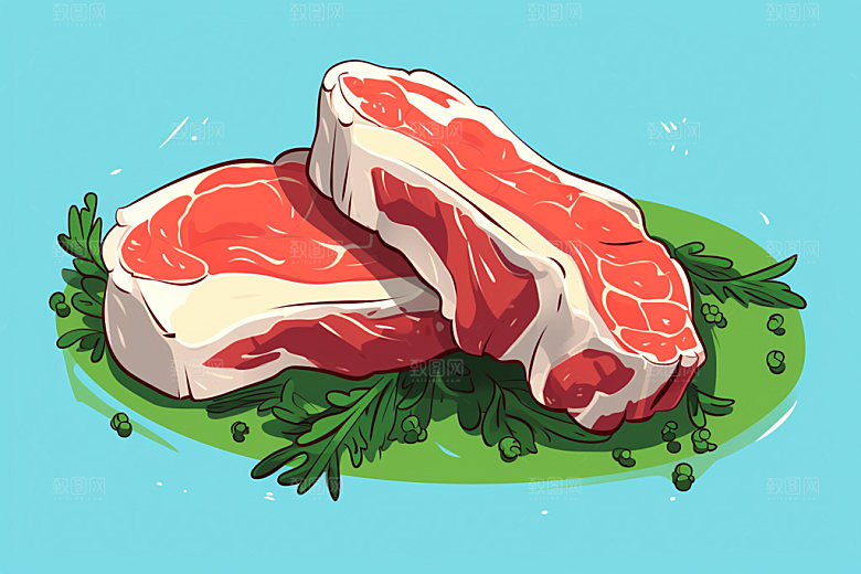 新鲜肉类牛排烤鸡矢量素材