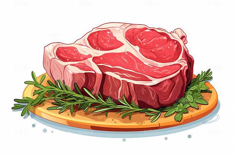 新鲜肉类烤鸡美食插画矢量素材