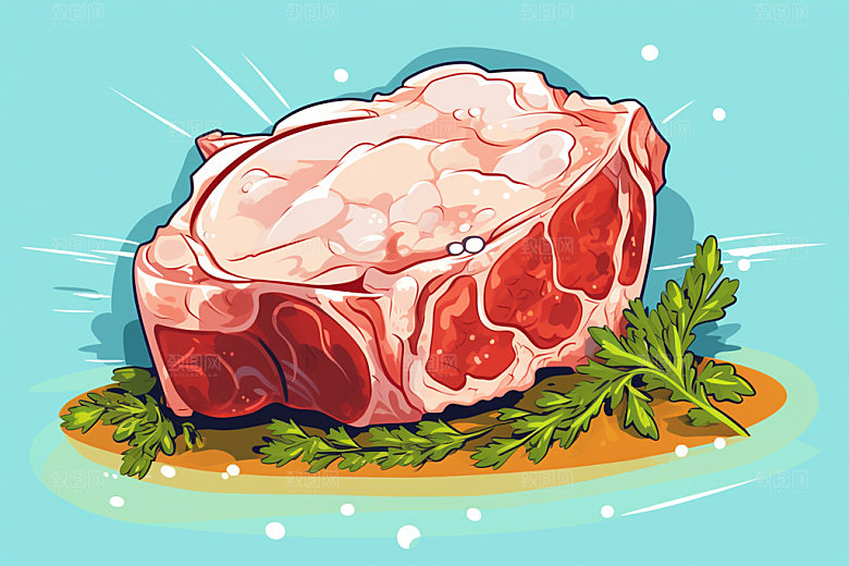 新鲜肉类食品生鲜写实风矢量素材