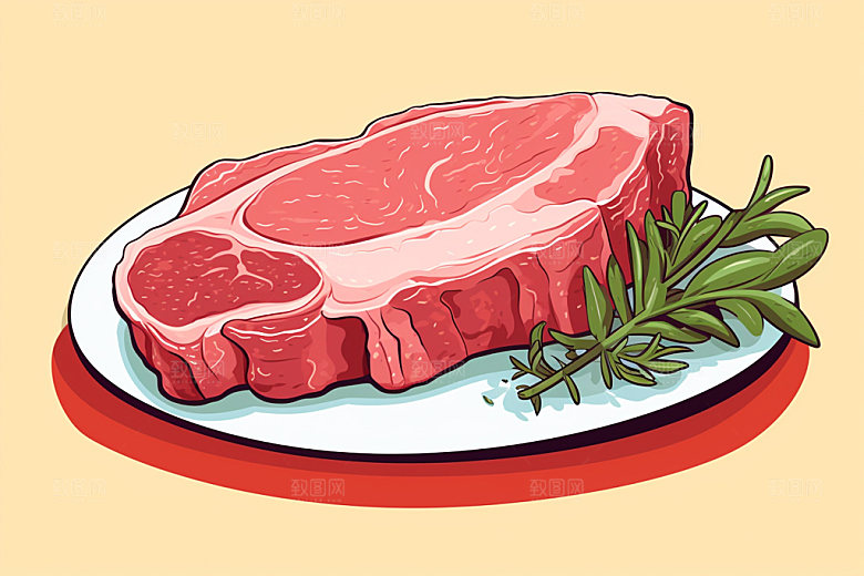新鲜肉类烤鸡牛排矢量素材