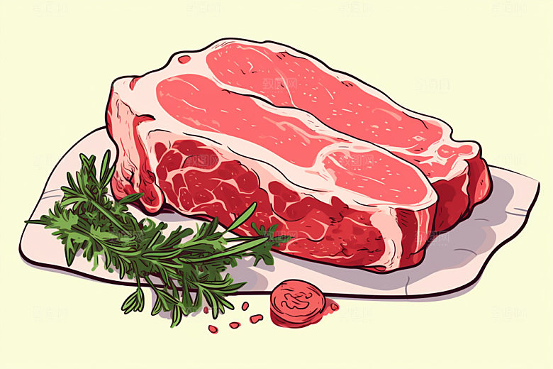 新鲜肉类牛排食品生鲜矢量素材