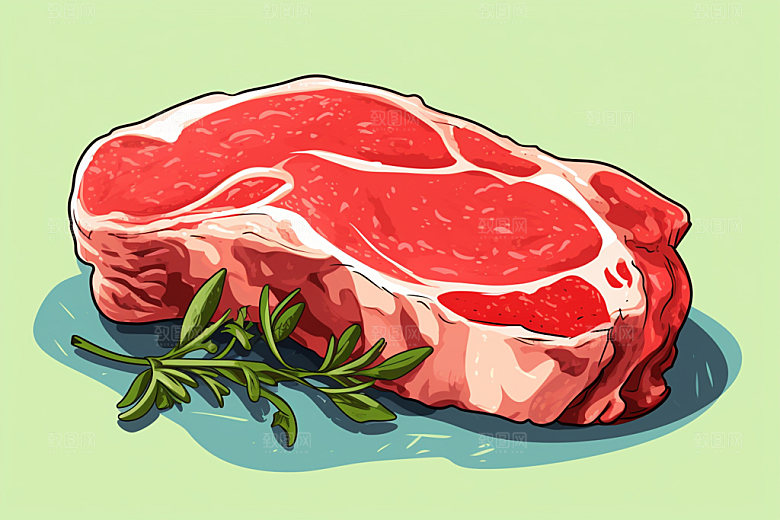 新鲜肉类食品生鲜美食插画矢量素材