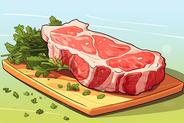 新鲜肉类烤鸡美食插画矢量素材