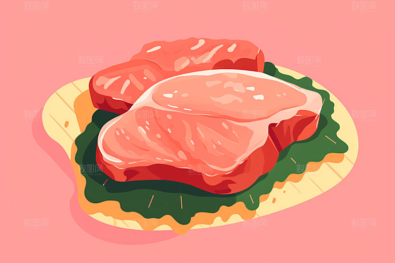 新鲜肉类牛排烤鸡矢量素材