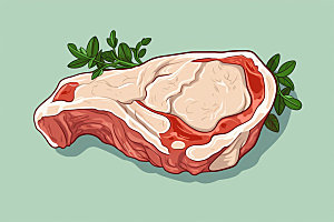 新鲜肉类美食插画写实风矢量素材