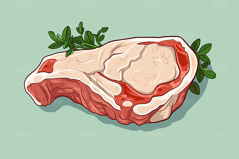新鲜肉类美食插画写实风矢量素材