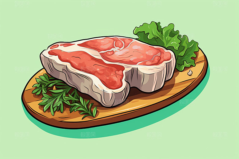 新鲜肉类写实风牛排矢量素材