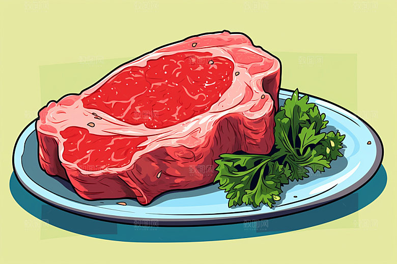 新鲜肉类美食插画烤鸡矢量素材