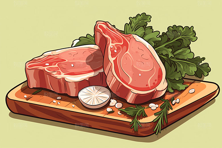 新鲜肉类写实风牛排矢量素材