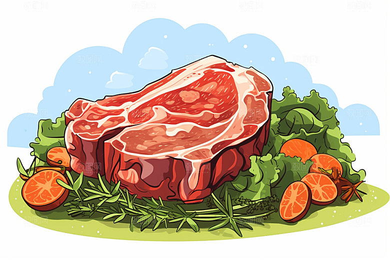 新鲜肉类食品生鲜牛排矢量素材