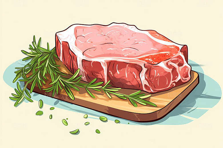 新鲜肉类写实风食品生鲜矢量素材