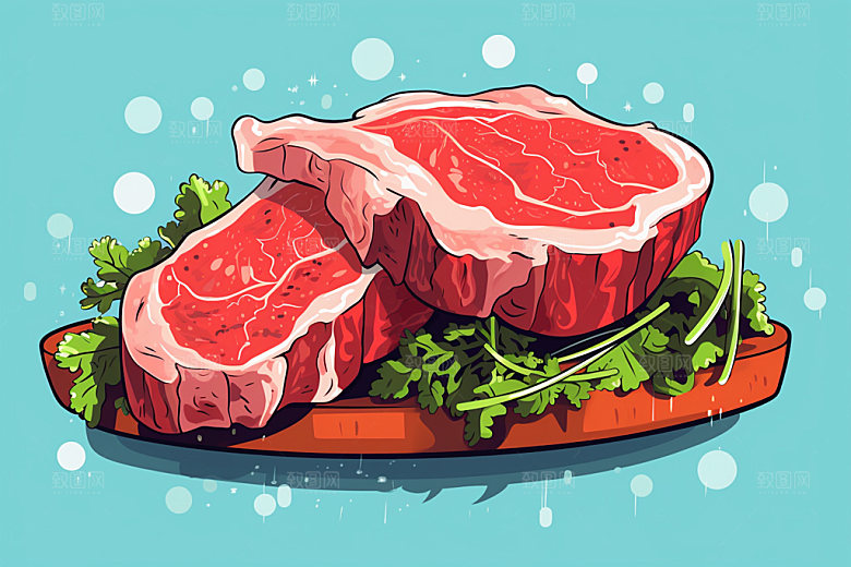 新鲜肉类牛排食品生鲜矢量素材