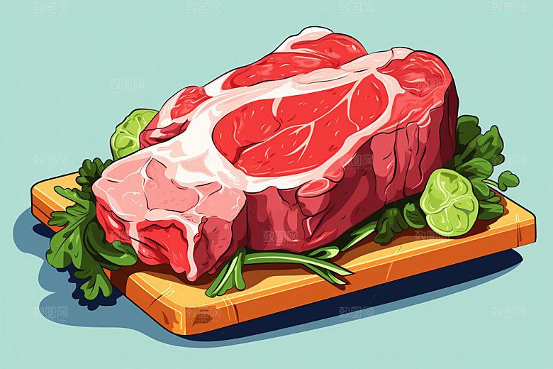 新鲜肉类食品生鲜牛排矢量素材