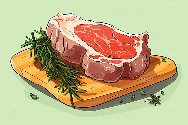 新鲜肉类烤鸡美食插画矢量素材