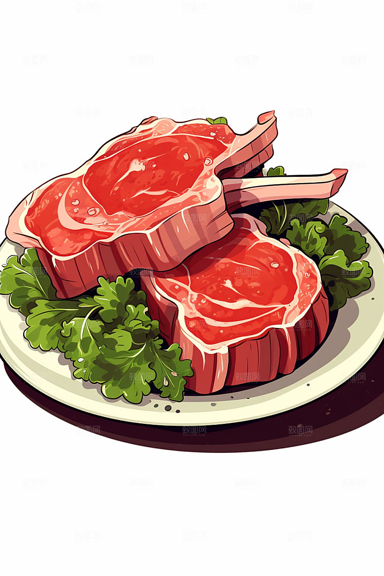 新鲜肉类牛排写实风矢量素材