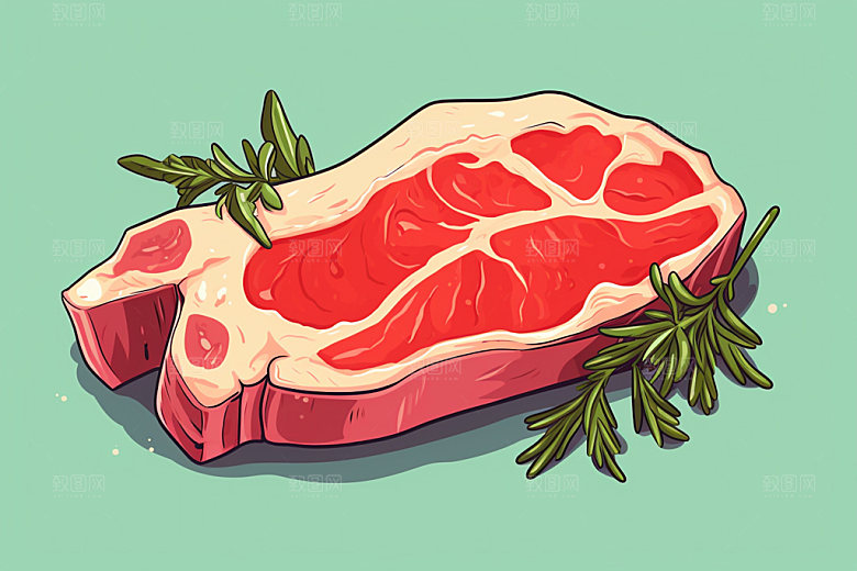 新鲜肉类牛排食品生鲜矢量素材