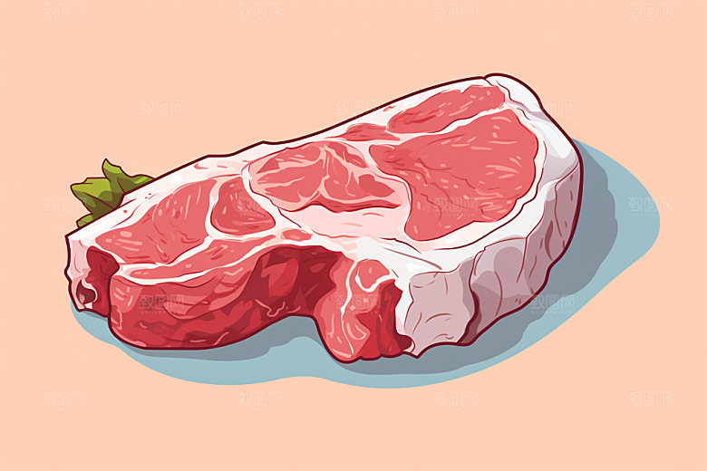 新鲜肉类美食插画牛排矢量素材