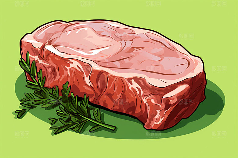 新鲜肉类美食插画食品生鲜矢量素材