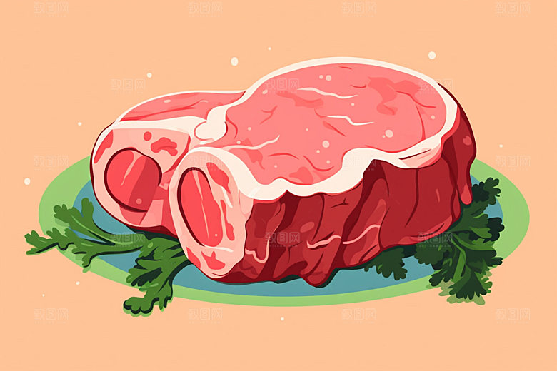 新鲜肉类写实风牛排矢量素材