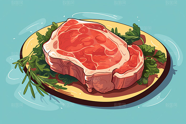 新鲜肉类写实风食品生鲜矢量素材