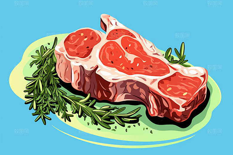 新鲜肉类写实风烤鸡矢量素材