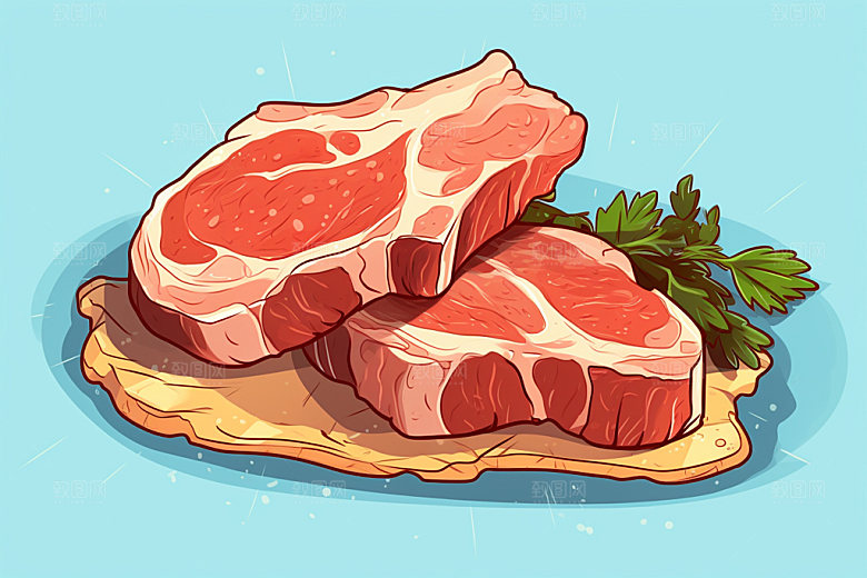 新鲜肉类写实风食品生鲜矢量素材