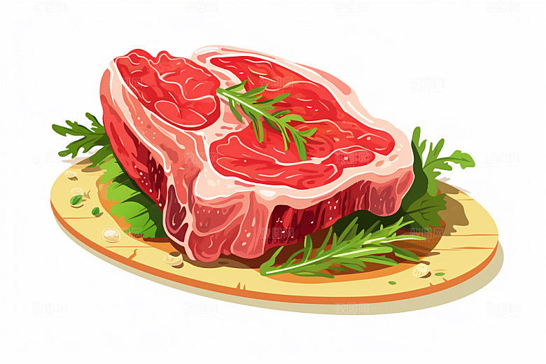 新鲜肉类烤鸡牛排矢量素材