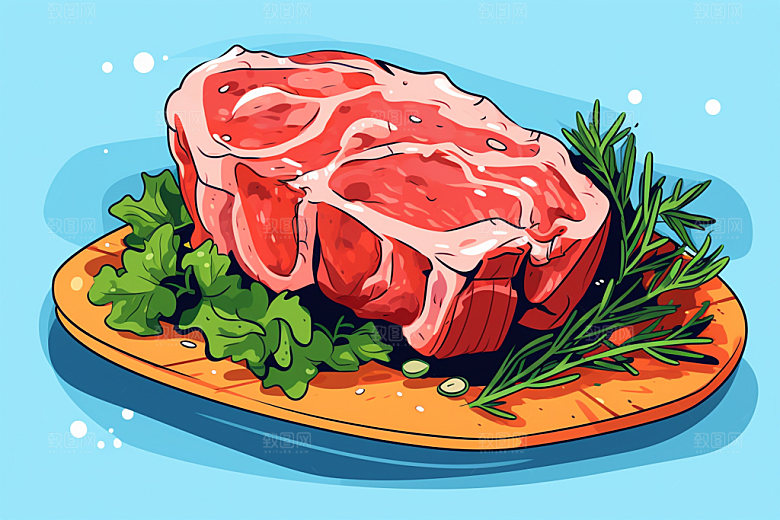 新鲜肉类写实风食品生鲜矢量素材