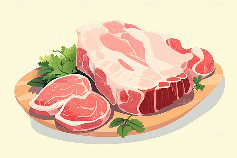 新鲜肉类牛排美食插画矢量素材