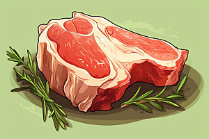 新鲜肉类美食插画烤鸡矢量素材