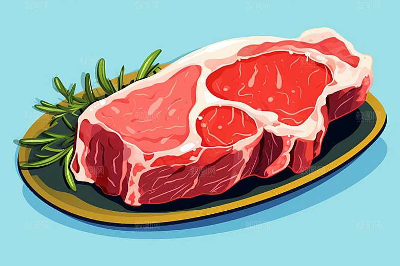 新鲜肉类写实风牛排矢量素材