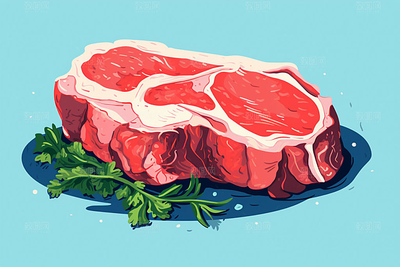 新鲜肉类写实风牛排矢量素材