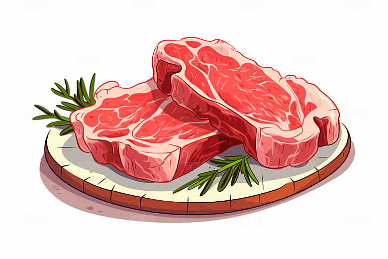 新鲜肉类烤鸡牛排矢量素材