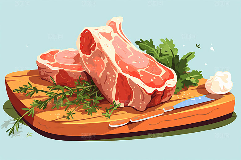 新鲜肉类牛排食品生鲜矢量素材