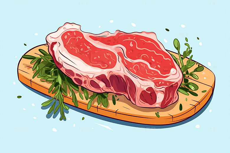 新鲜肉类烤鸡牛排矢量素材