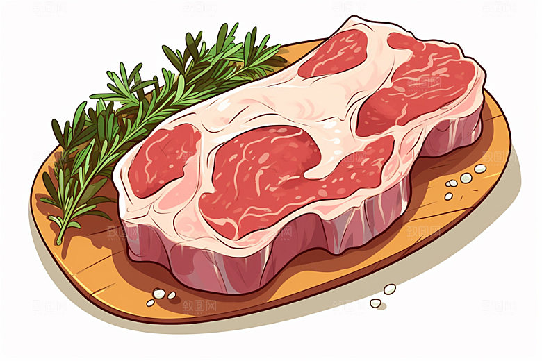 新鲜肉类美食插画食品生鲜矢量素材