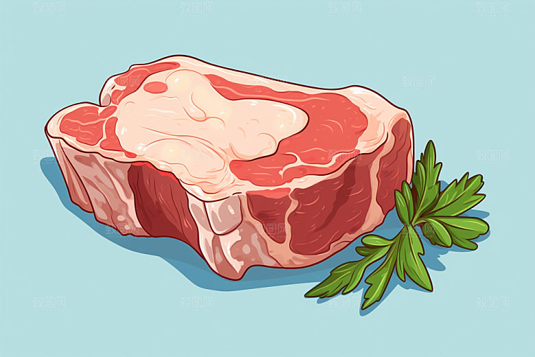 新鲜肉类写实风牛排矢量素材