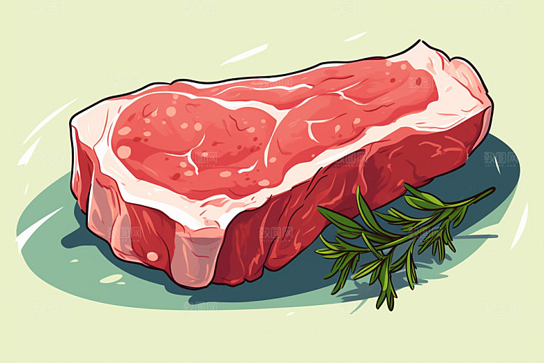 新鲜肉类写实风牛排矢量素材