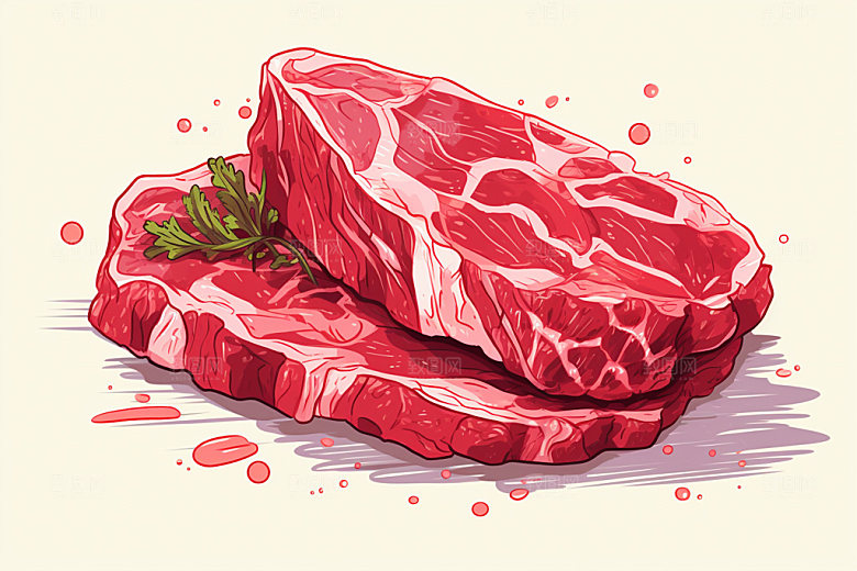 新鲜肉类牛排食品生鲜矢量素材