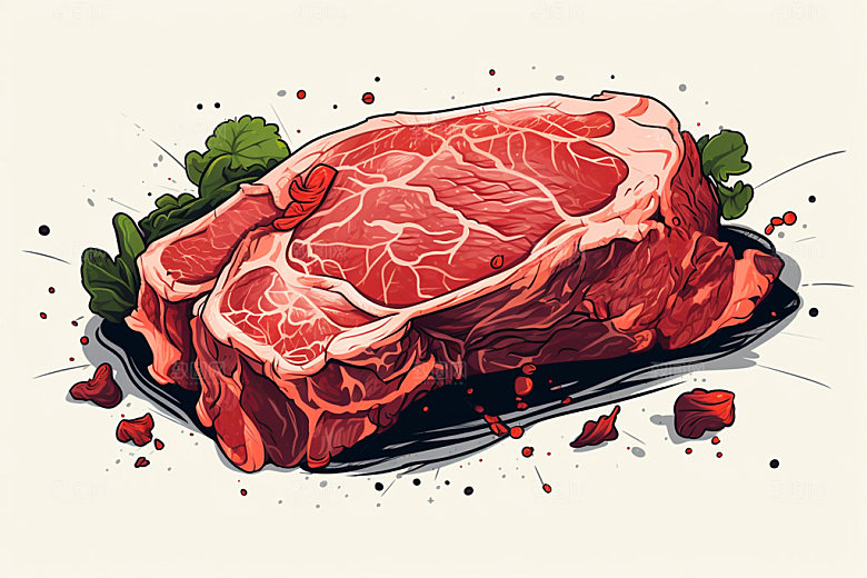 新鲜肉类牛排烤鸡矢量素材